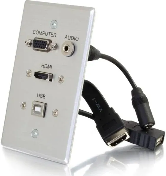 C2G HDMI, VGA, 3.5mm Audio, USB Pass Through Single Gang Wall Plate