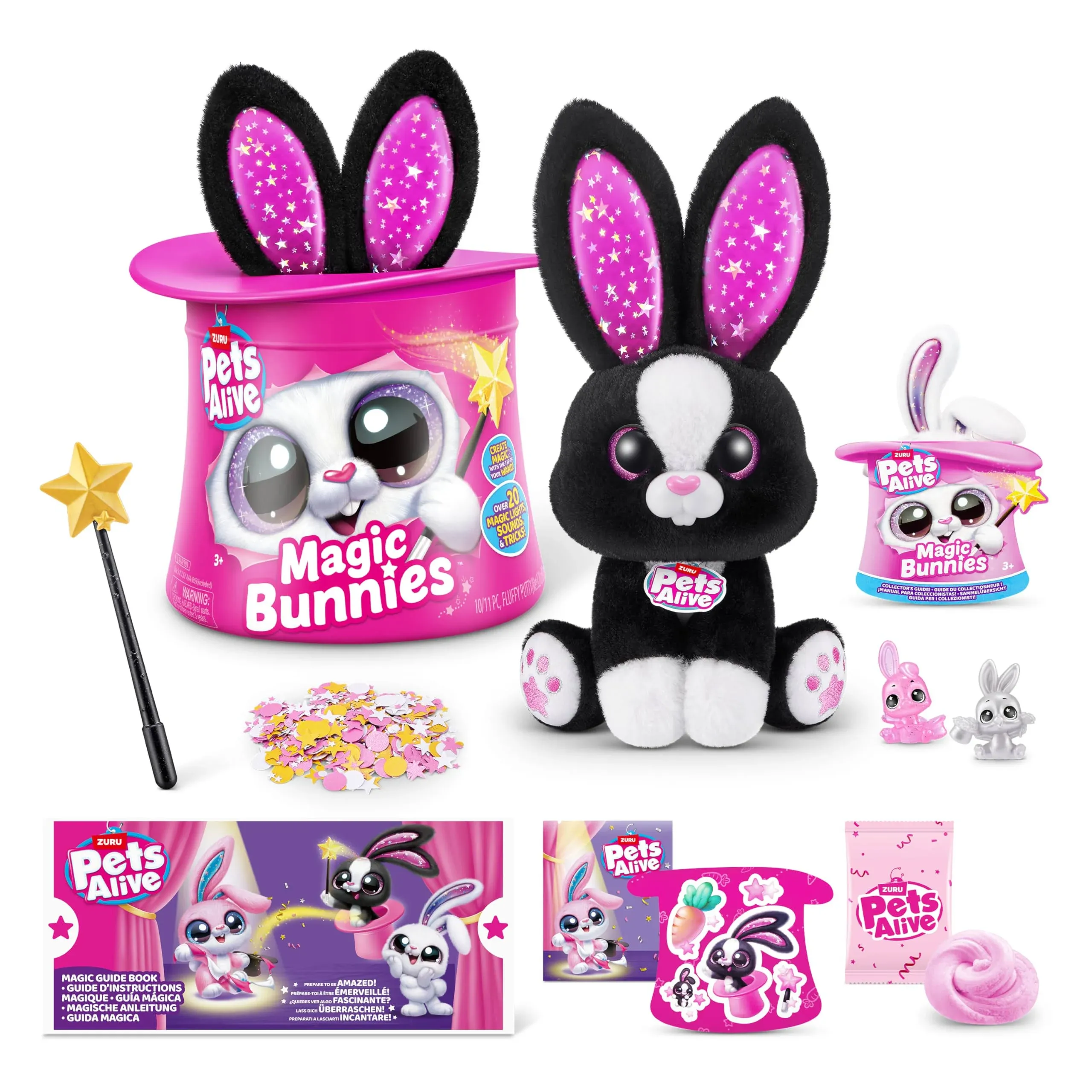 Pets Alive Magic Bunnies Black Bunny (Sootie) by Zuru Electronic Plush Unboxing Surprise Interactive Magic Toy