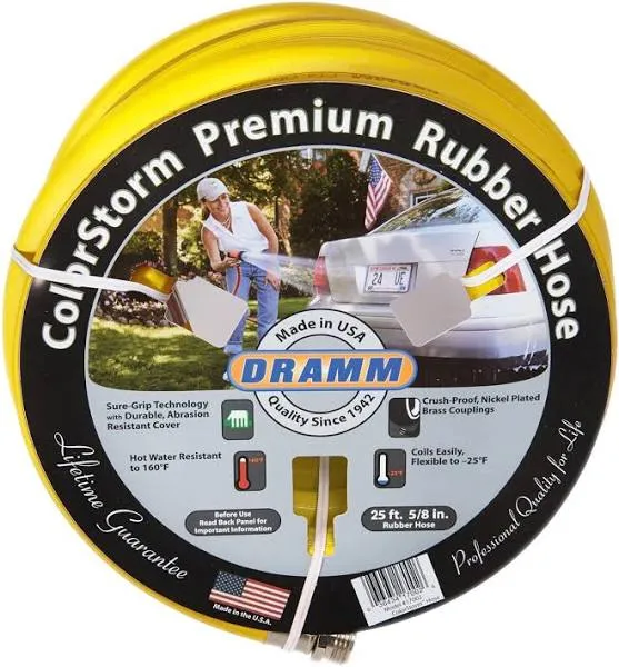 Dramm ColorStorm Premium Rubber Hose 5/8in x 100ft 17303 Yellow Hot Cold Resist