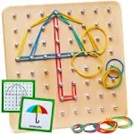 Panda Brothers Wooden Geoboard Montessori Toy