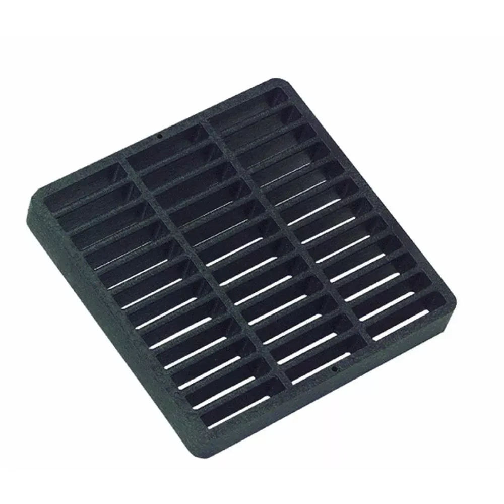 NDS Square Catch Basin Drain Grate 9 in Black Plastic