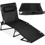 Best Choice Products Patio Chaise Lounge Chair, Outdoor Portable Adjustable Folding Pool Recliner w/ Pillow - Black