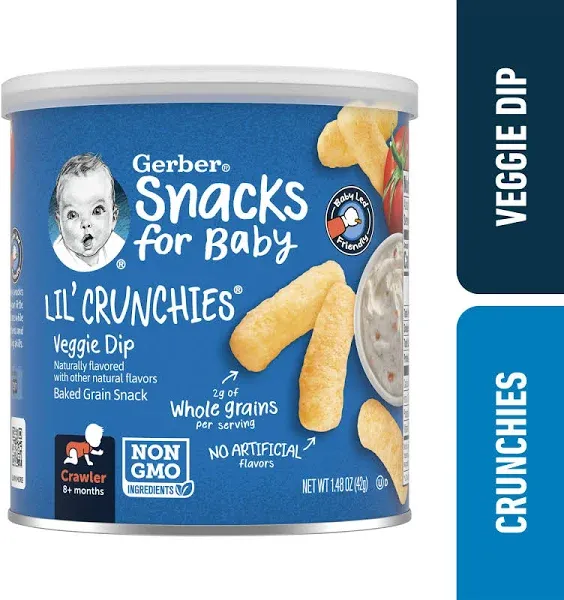 Snacks for Baby Lil Crunchies, Veggie Dip, 1.48 Ounce (Pack of 6)