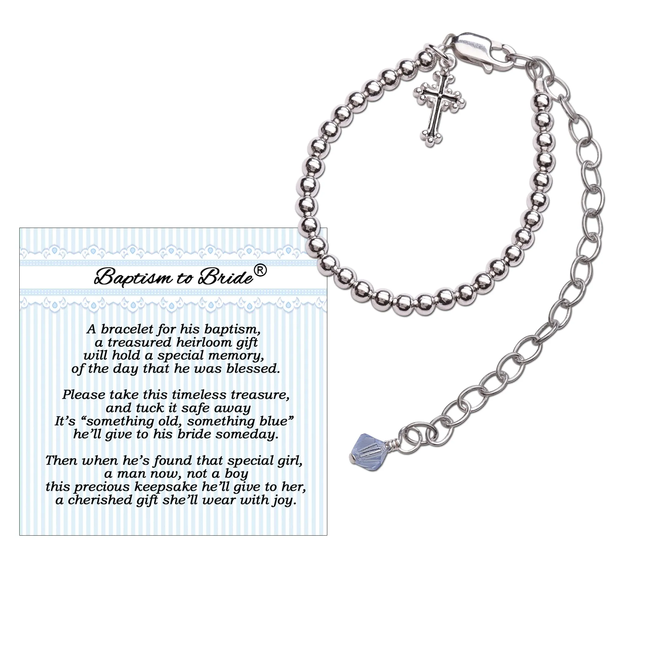 Sterling Silver Cross Bracelet for Boys