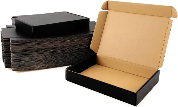 7x5x1&#034; Small Shipping Boxes 50 Pack, Black Corrugated Cardboard Mailer Boxes ...