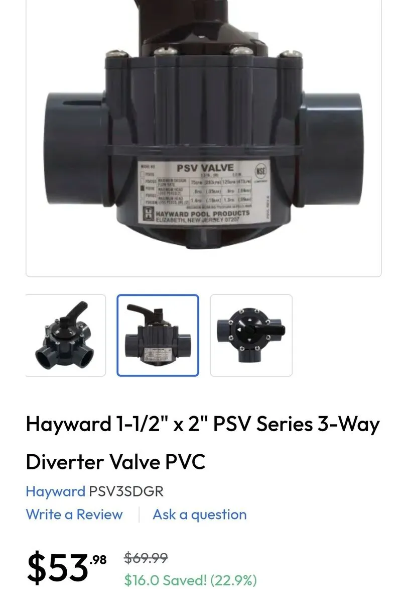 Hayward 3 Way Diverter Valve 2" CPVC - PSV3S2