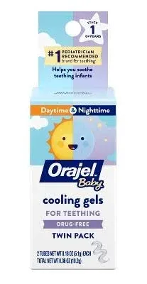 Orajel Non-Med Baby Teething Day &amp; Night Cooling Gels Twin Pack