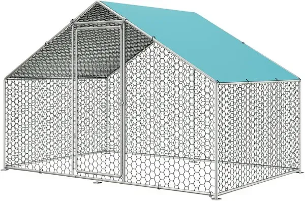 Large Chicken Coop Run with Galvanized Hardware Cloth, Metal Chicken Coop for...