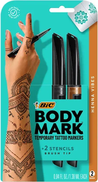 BIC BodyMark Temporary Tattoo Art Markers Henna Vibes Set