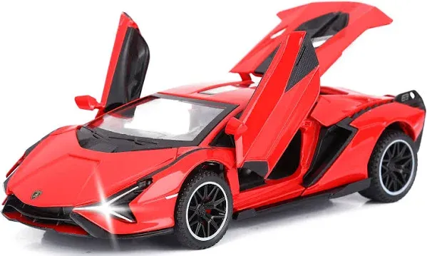 SASBSC Toy Cars Lambo Sian FKP3 Metal Model Car with Light and Sound Pull Bac...