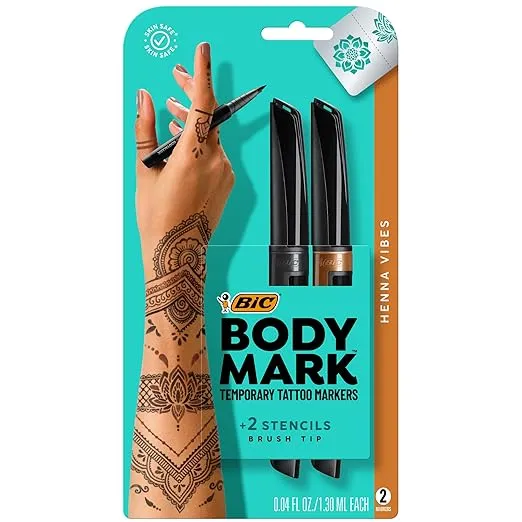 Bic BodyMark Temporary Tattoo Art Markers Henna Vibes Set