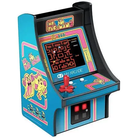 MS.PAC-MAN Micro Player - Collectable Miniature Arcade Cabinet Blue/Pink *NIB!*