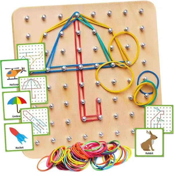 Panda Brothers Wooden Geoboard Montessori Toy