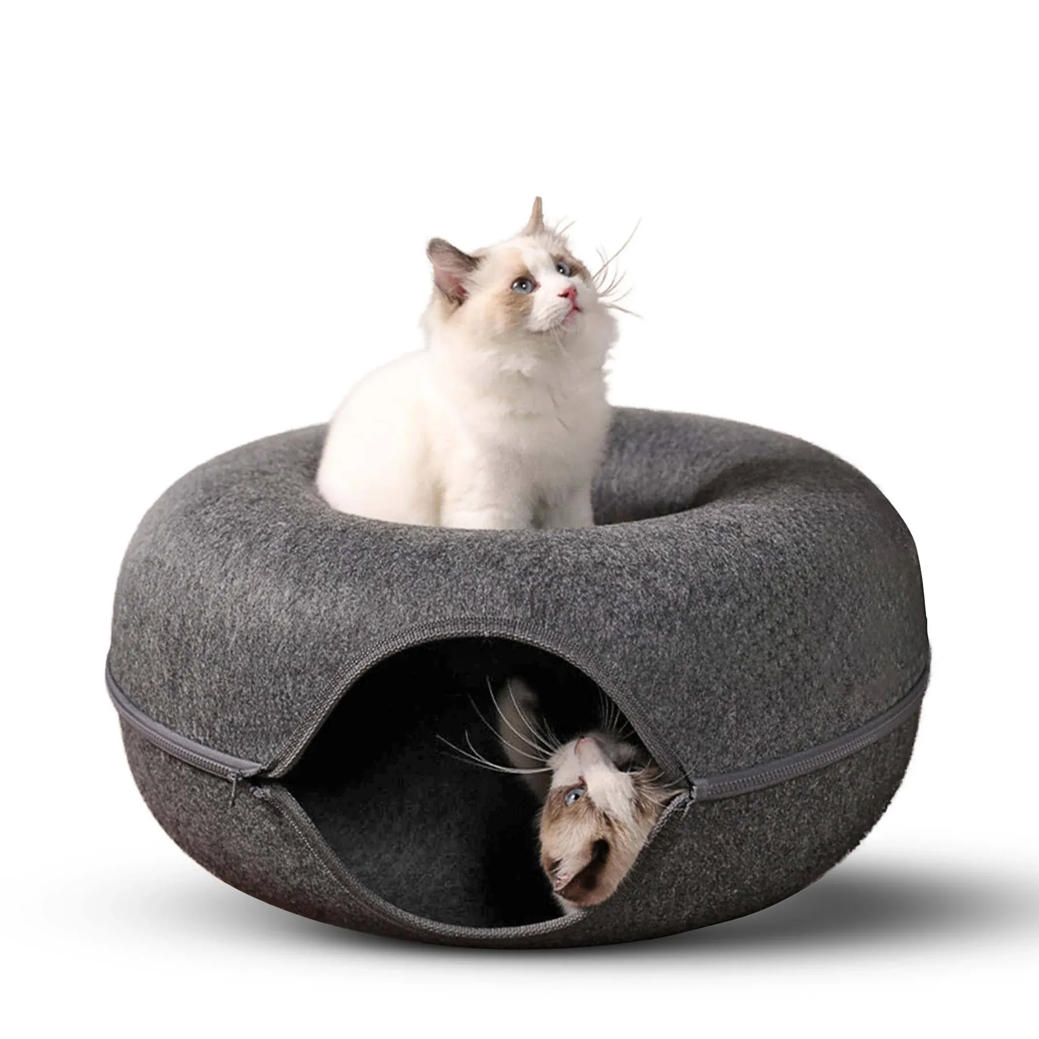 Generic Plush Cat Donut Tunnel Bed: Large Peekaboo Cat Hideaway &, Cat Tunnels for Indoor Cats, Perfect Large Cat Cave/Toy/Bed! Cat Toys for Indoor