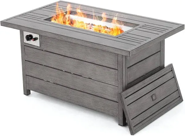 48 in. 50,000 BTU Patio Propane Fire Pit Table with Aluminum Slats Table Top