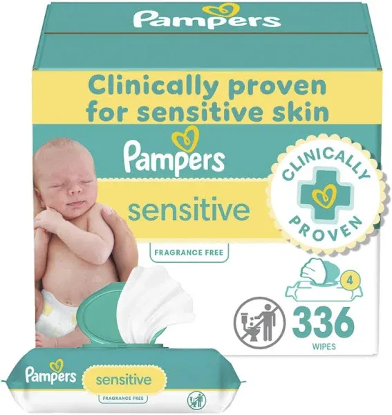 Pampers Sensitive Baby Wipes Unscented, 12 Pack, 1008 Total Count (Select for More Options)