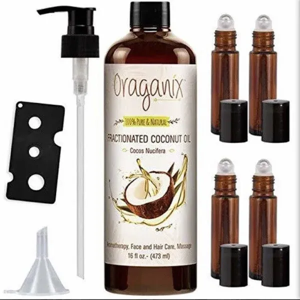 Oraganix Fractionated Coconut Oil - 100% Pure &amp; Natural (16Oz Bottle) - Carrier 