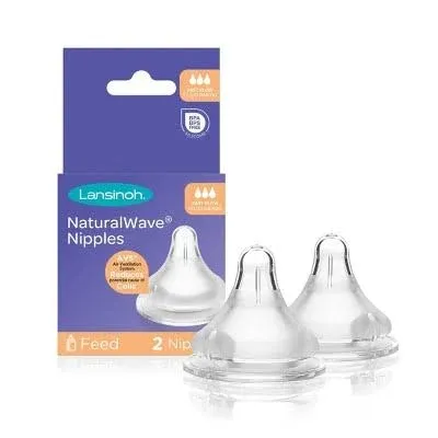 Lansinoh NaturalWave Bottle Nipples - 2 Count Fast Flow