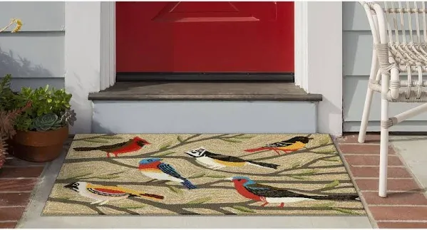 Liora Manne Frontporch Birds Indoor/Outdoor Rug Natural 1&#039;8&#034;x2&#039;6&#034;