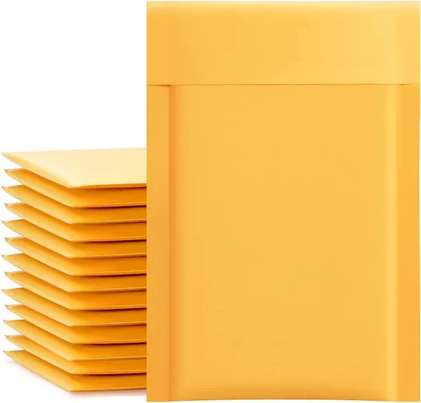 UCGOU Kraft Bubble Mailers 4x8 Inch 50 Pack Yellow Padded Envelopes 