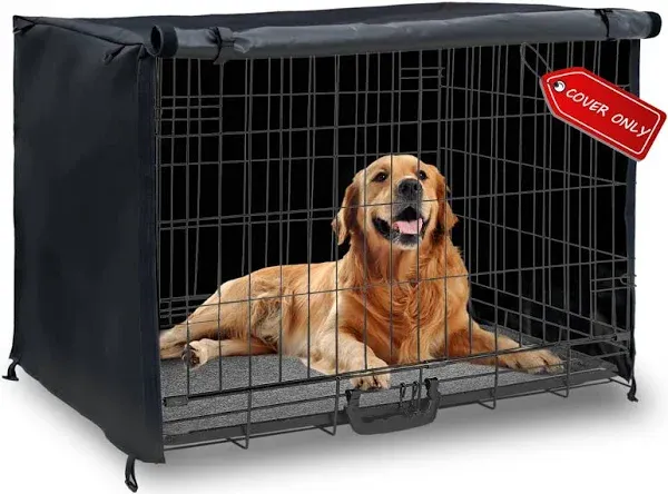 Dog Crate Cover 42in Waterproof Pet Kennel Cover for Outdoor/Indoor Protection, Durable Windproof Crate Cover Universal Fit for Wire Dog Crate (42''L*28''W*30''H-Black)