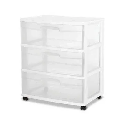 Sterilite 3 Drawer Wide Cart