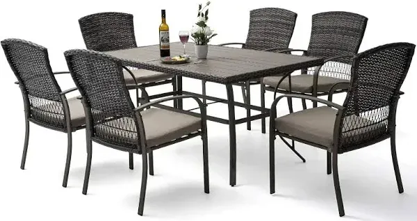 Pamapic Patio Dining 7 Piece Outdoor Wicker Furniture Set