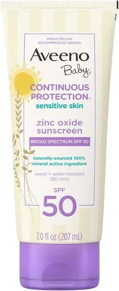 Aveeno Baby Continuous Protection Zinc Oxide Mineral Sunscreen Lotion for Sensitive Skin