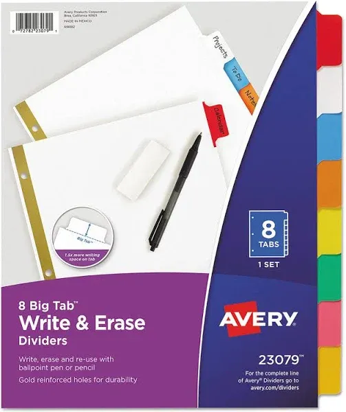 Avery Write Erase Big Tab Paper Dividers