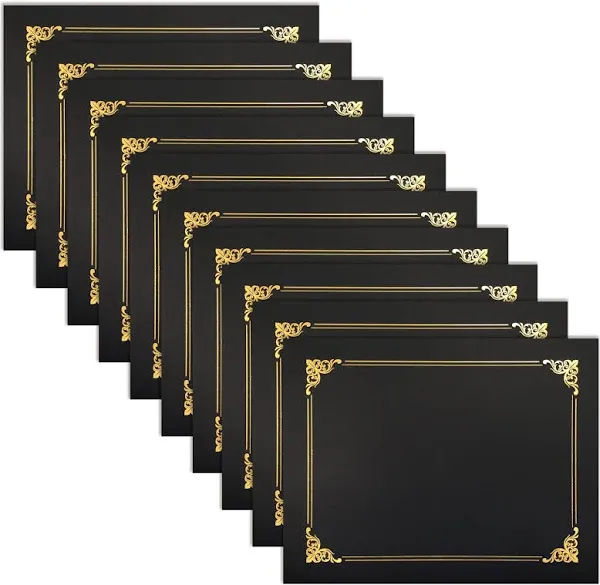 Better Office Products 50 Pack Certificate Holders Diploma Holders Document Covers with Gold Foil Border