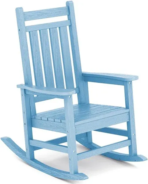  HDPE Rocking Chair, Outdoor Rocking Chair for Adults, All 1 pack Light Blue