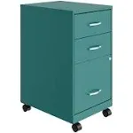 Space Solutions 18&#034; Deep 3 Drawer Mobile Organizer Metal Teal Letter