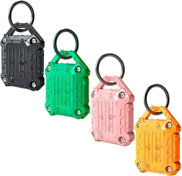 Dovick- Waterproof Airtag Keychain Holder Case,Screw Full Cover Compatible with Apple Air Tag Tracker Key Ring (Mix 4 Pack)