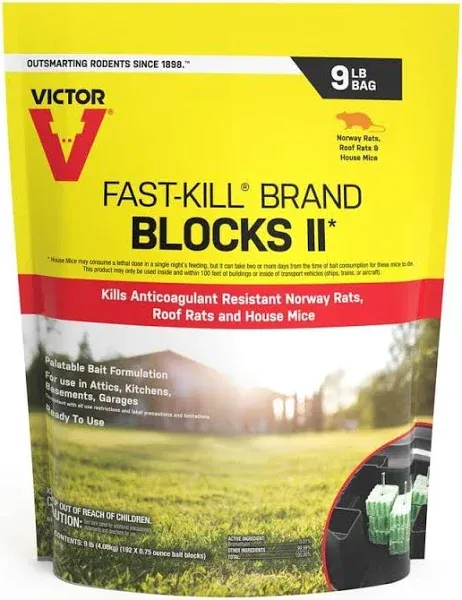 Victor Fast- Kill Rodenticide Bait Blocks II 9 lb