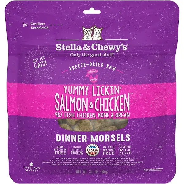 Stella & Chewy's Dinner Yummy Lickin' Salmon Chicken Freeze-Dried Cat Food - 18 oz