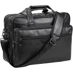 Leather Laptop Bag,Men&#039;s 17.3 Inches Messenger Briefcase Business