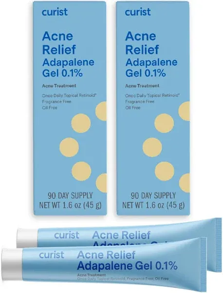 Gentle Acne Solution - Adapalene 0.1% Once Daily Gel, 2 Pack, 1.6 fl oz Each