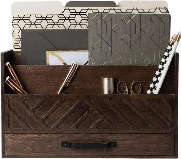 Blu Monaco Wooden Desk Organizer