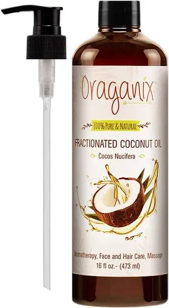 Oraganix Fractionated Coconut Oil - 100% Pure & Natural (16oz Bottle) - Carrier Oil for Essential Oils, Aromatherapy, Massage Oil or Skin Care