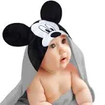 Disney Baby Mickey Mouse Gray Cotton Hooded Baby Bath Towel - Lambs & Ivy