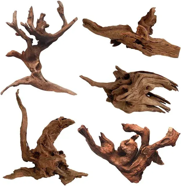 5 Pcs Driftwood Branches Aquarium Wood Decoration Natural Fish Tank Habitat D...