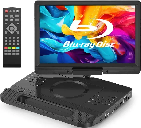 13.3 Inch Portable Bluray Player with 12&#034; HD Swivel Screen, 5 Hours Rechargea...