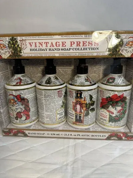 Vintage Press Holiday Hand Soap Collection - 4 Bottles, 21.5 fl oz each