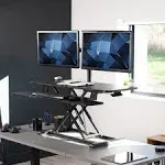 Vivo Height Adjustable 42 inch Standing Desk Converter with Dual 13 to 30 inch Monitor Stand Sit Stand Monitor Mount and Desk R