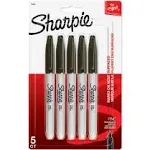 Sharpie Fine Point Permanent Marker, Black - 5 pack