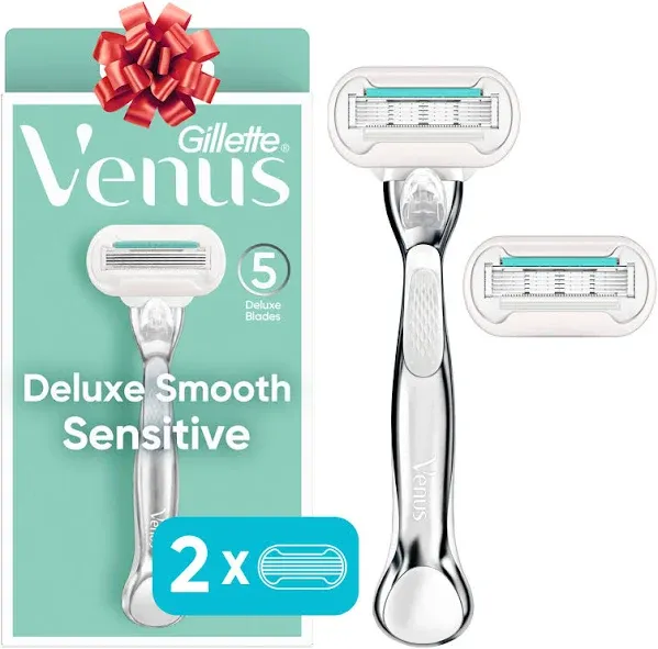 Venus Deluxe Smooth Sensitive Women&#x27;s Razor + 2 Razor Blade Refills