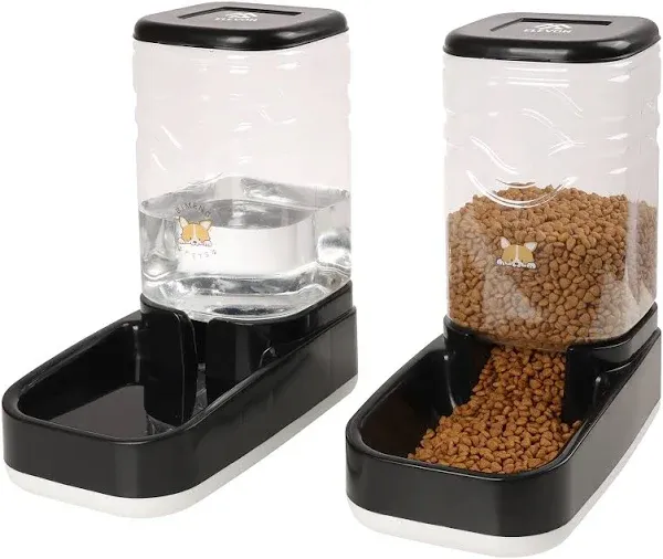 ELEVON Automatic Dog Cat Gravity Food and Water Dispenser Set with Pet Food Bowl