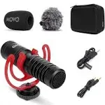 Movo Photo VXR10 PRO Ultracompact Camera-Mount Shotgun Microphone, 3.5mm TRRS, Supercardioid, Headphone Output