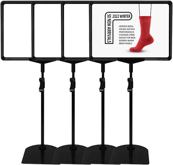 SONFILY Sign Holder Stand,Sign Stand for Display,Adjustable Sign Holders for Table Top,Table Sign Holders 8.5 x 11,4 Packs