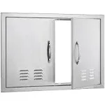 VEVOR Double Outdoor Kitchen Door 30 in. W x 21 in. H BBQ Access Door Stainless Steel Flush Mount Door Wall Vertical Door